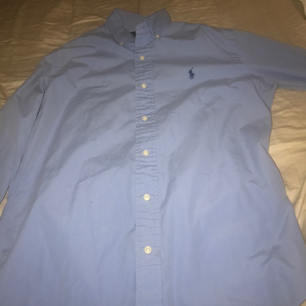 Blue button down polo